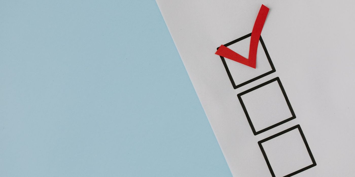 A checklist with the first item ticked in red