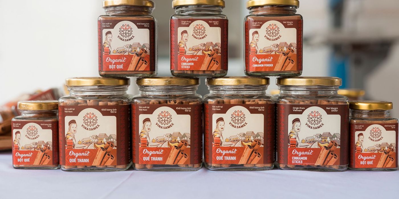 Packaged halal-certified spice products on display